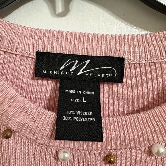 Midnight Velvet Pearly Pink Midi Sweater Dress Beautiful and RARE SIZE L - Picture 5 of 7